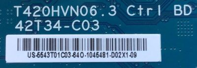 KIT DE TARJETAS PARA TV VIZIO / MAIN 755.01G010003 / 748.01G04.0021 / FUENTE 056040946041G / PB-3940-1W / T-CON 55.43T01.C03 / PANEL T430HVN01.2 / MODELO E43-D2 LWZ2UMAS - Imagen 2